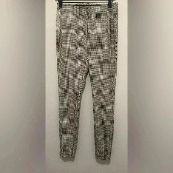 Jules & Leopold Stretch Plaid Pants/Leggings, Size Medium, Brown/Tan/Cream - Picture 1 of 11